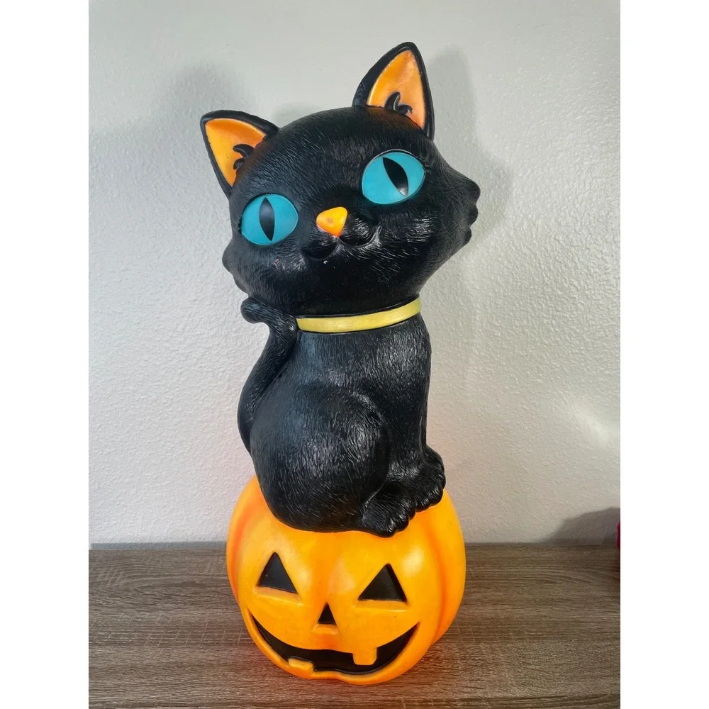 Ashland Halloween Black Cat Pumpkin Blow Mold Light Up Outdoor Decor 24 Inch
